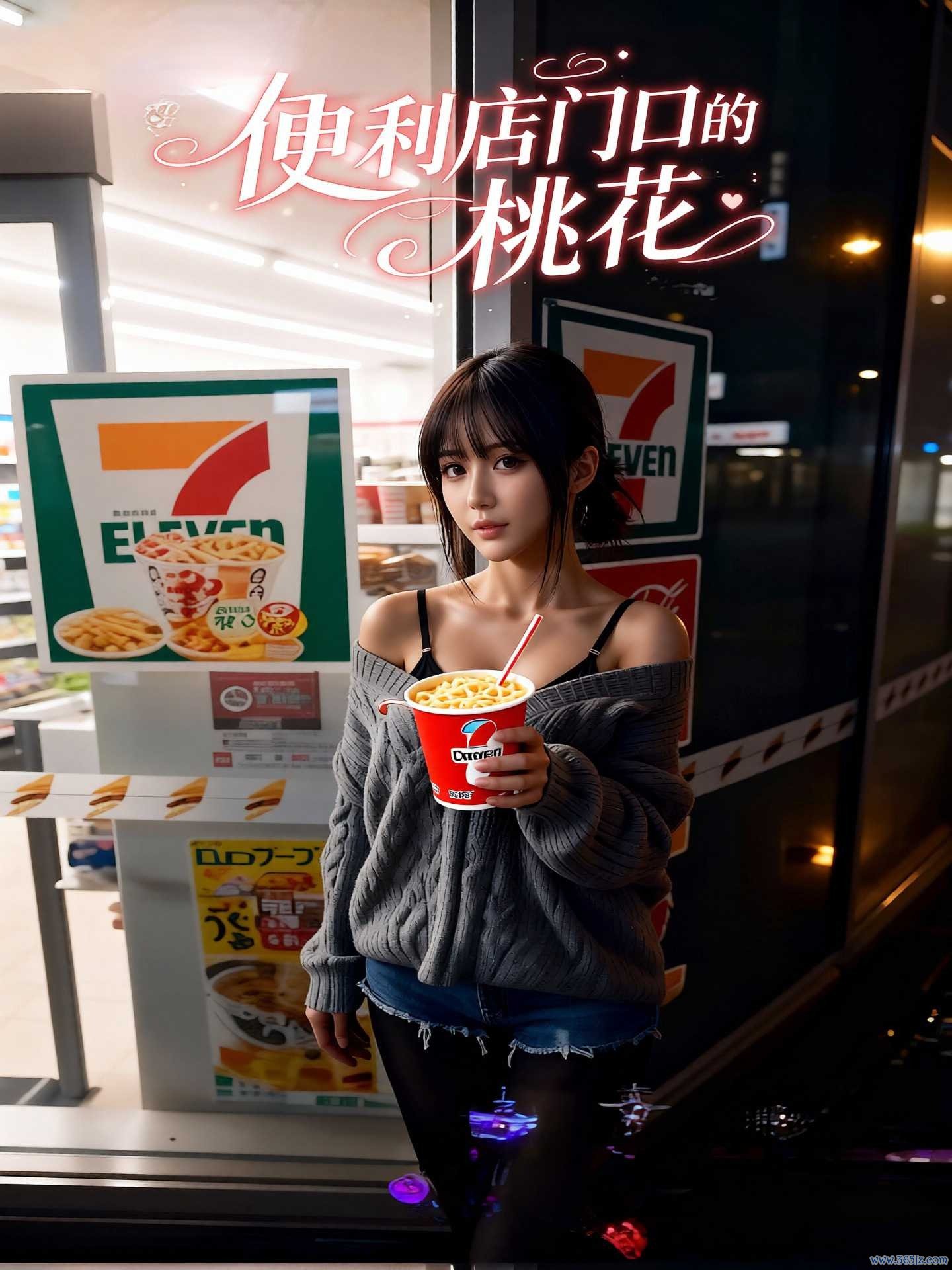 便利店门口的桃花